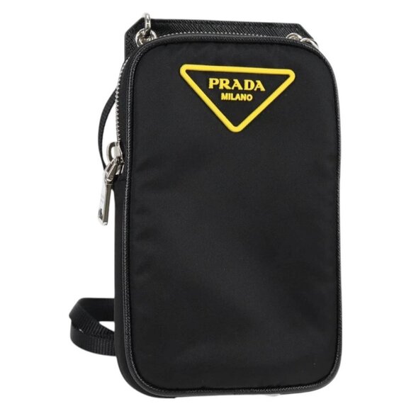 PRADA Shoulder Bag Nylon Black Auth 127896M - Picture 1 of 16